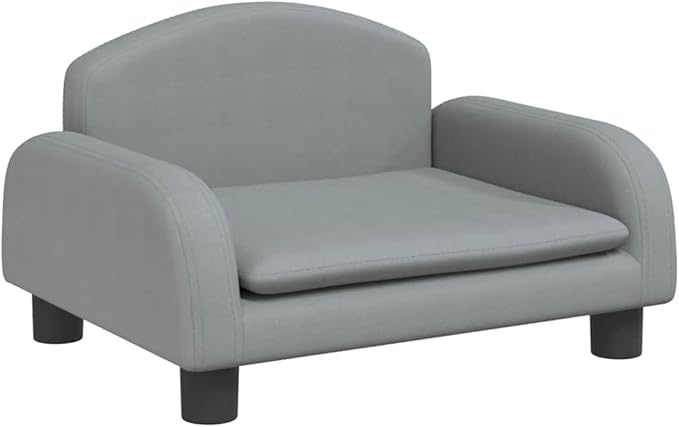 Small Dog Bed with Solid Pine Wood Frame, Elevated Pet Sofa for Cats and Puppies, Soft Foam Padded Couch, Comfortable Fabric Resting Place, Light Grey, 19.7 x 15.7 x 11.8 Inches