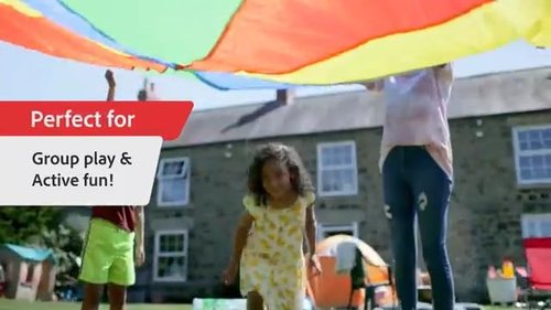 GSi Kids Play Parachute Rainbow Parachute Toy Tent Game for Children Gymnastics Cooperative Play and Outdoor Playground Activities (20 Feet)