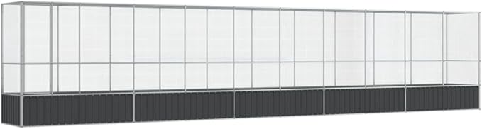 Large Metal Heavy Duty Walk-in Aviary Cage with Extension, Ample Activity Space Bird Cage with Lockable Door Also for Chickens and Rabbits, Silver 410.4"x42.1"x83.5" Steel,-517
