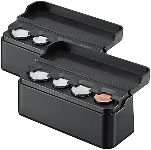 JOYTUTUS Coin Holder for Car Change Organizer Universal Storage Coin Money Dispenser Fit for Most Car Trucks Accessories(Black, 2 Pack)