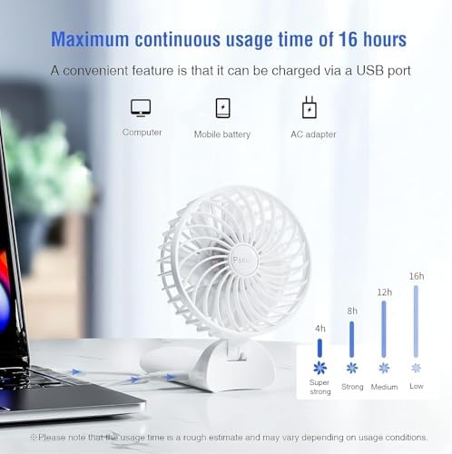 PSECICI Handheld Fan, Mini Portable Personal Fan with lanyard, 4 Speeds Level 180° Foldable Design for Desk/Travel/Office/Outdoor