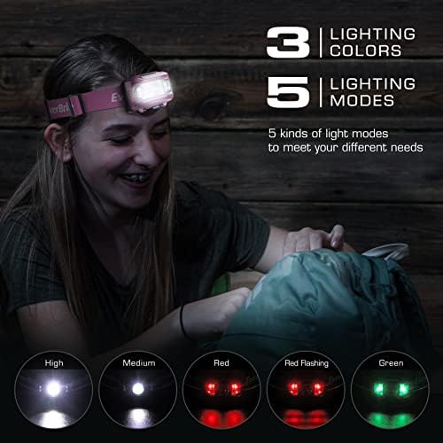 EverBrite Headlamp, 2 Pack Kids Headlamp with Red Light and Memory Function, Head Lamp for Adults and Kids with 5 Modes, Bright Headlamps for Camping, Running, Christmas Gifts, Batteries Included