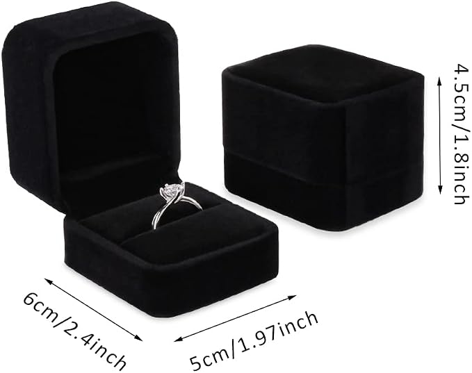 iSuperb 2 Pieces Velvet Ring Box Classic Jewelry Gift Boxes