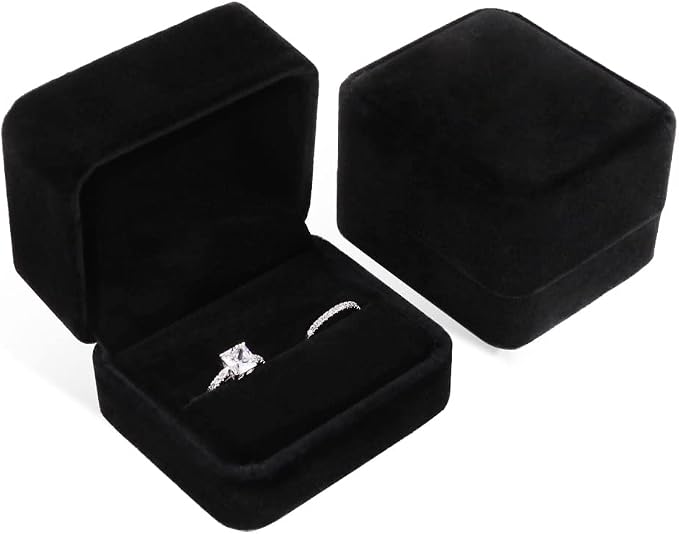 iSuperb Set of 2 Unit Classic Velvet Couple Double Ring Box Earring Jewelry