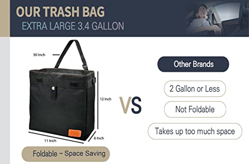 Car Trash Can Hanging for Headrest, Extra Large Waterproof Auto Garbage Bag Organizer, Collapsible Vehicle Waste Bin, Backseat and Side Door (Pink)
