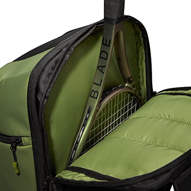 Wilson Blade V8 Super Tour Tennis Backpack - Green/Black, Holds up to 2 Rackets
