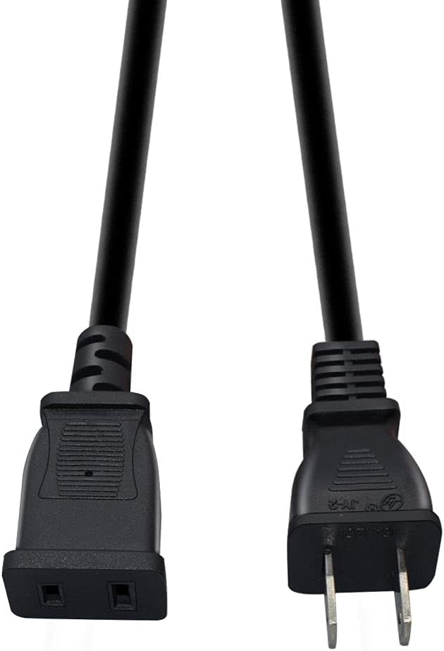 Toptekits (5ft/1.5m) USA Outlet Saver Power Extension Cord Cable 125V 15A 2-Prong 2 Outlets for NEMA 5-15P to NEMA 5-15R