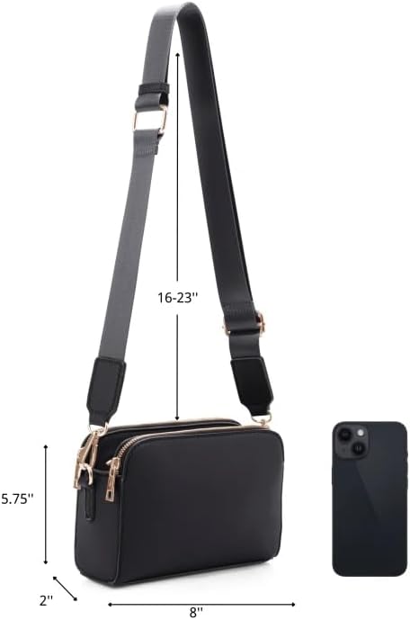 EVVE Crossbody Bags for Women Trendy Triple Zip Small Crossbody Camera Bag Purse
