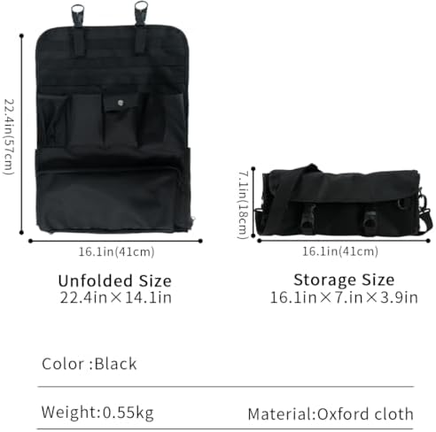 GMQ Car Seat Organizer,Multifunctional Tactical Car Seat Back Storage Pocket with Molle Pouch,Universal Fits for SUV,F150,Car Truck for Road Trips (1, Black)
