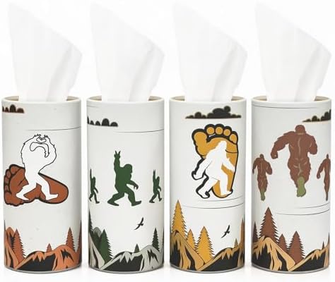 Car Tissue Holder 4 Pack, Bigfoot Tissue Box Cylinder for Car Cup Holder