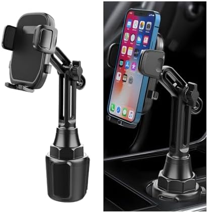Car Cup Phone Holder, 360° Rotation with Long & Adjustable Neck