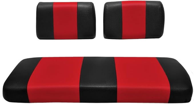 Seat Cover Replacement for Yamaha G-16/G-22 Golf Cart - Front Bench Seat - Premium Marine Vinyl - 5 Panel Stitching - Staple On Installation - Two-Tone Golf Cart Seat Covers (Black & Red)