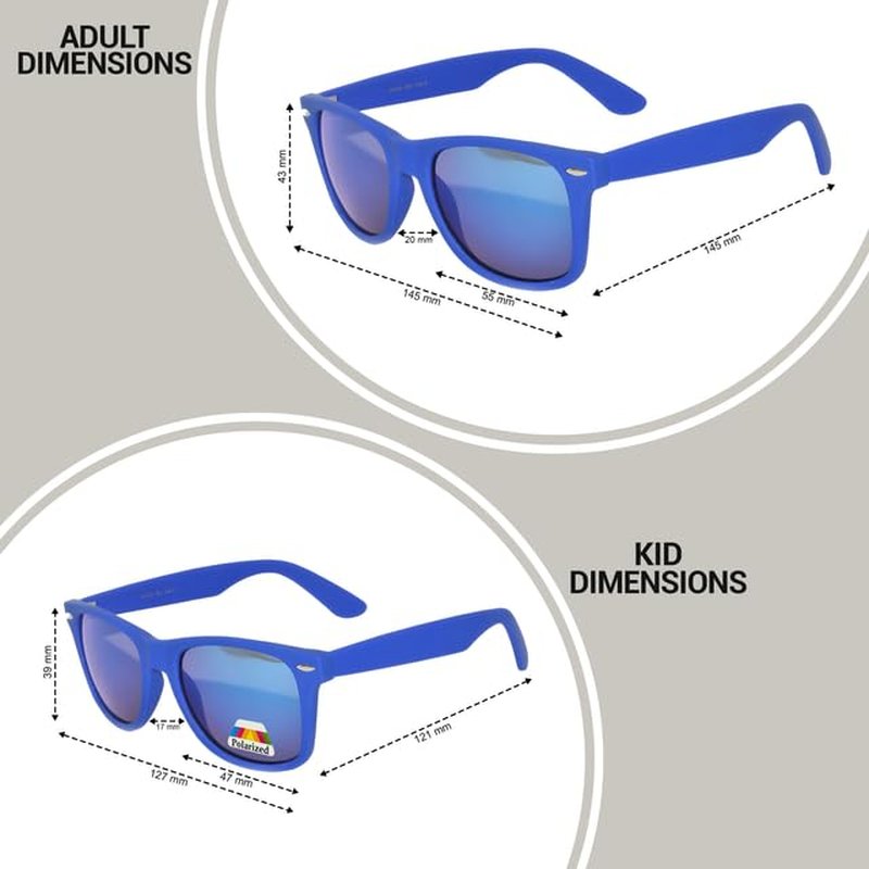 OWL Matching Family Sunglasses - UV400 Protection with Impact Resistant Polycarbonate Lenses - Lightweight Kids’ Polarized Matte Frame Mirror Glasses - Mommy & Me – Mother & Daughter - Turquoise