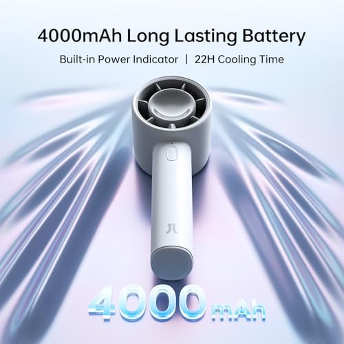 JISULIFE Portable Handheld Fan, 22H Max Runtime, 5-Speed - Gray