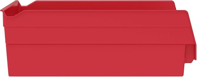 Akro-Mils 30170 Plastic Shelf Bins, Heavy Duty Storage Bins for Garage, Closet, and Drawer Organization, 12-Inch x 11-Inch x 4-Inch, Red, 12-Pack