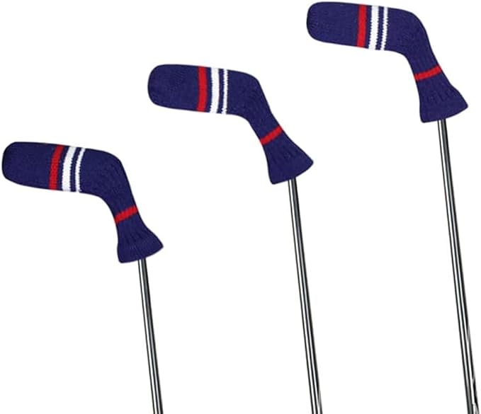 Scott Edward 1/7/10 Pcs Knitted Golf Club Head Covers for Irons Wedge Cuteness and Basically Socks Shape Washable Golf Club Head Protector on Red/Blue Warning Style