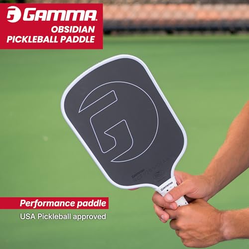 Gamma Obsidian 10 Carbon Fiber Pickleball Paddle with 10mm Core, Comfortable Molded Foam Handle, and Customizable Handle Weight System