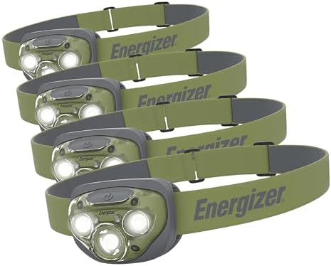 Energizer PRO-260 LED Headlamp, IPX4 Water Resistant Headlamps, High-Performance Head Light for Outdoors, Camping, Running, Storm, Survival LED Light for Emergencies (Batteries Included) (Pack of 4)
