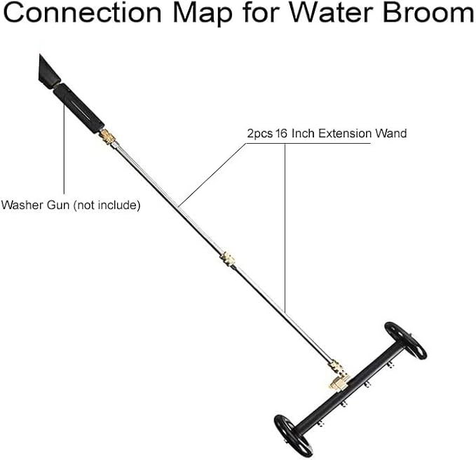 2-in-1 16" Dual-Function Undercarriage Pressure Washer Cleaner, Surface Cleaner for Power Pressure Washer Attachment， Underbody Car Wash Water Broom with 3 Pieces Extension Wand, 4000 PSI