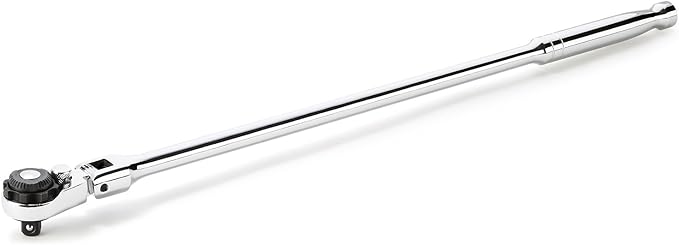 Steel Vision [Made in Taiwan 2-in-1 Flex Head Ratchet/Breaker Bar 3/8" Dr., Fine 72-Tooth 5 degree arc swing to turn fasteners, Extra Long Ratchet,18" Length