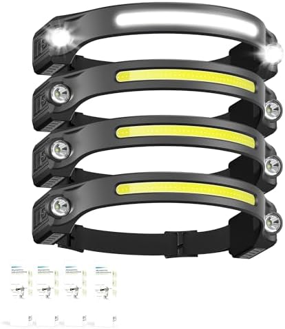 AlpsWolf LED Headlamp Rechargeable 4 Pack, Motion Sensor Head Light