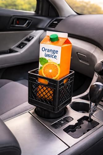 Half Gallon Car Cup Holder Expander - Classic Milk Crate Style Adapter for Square Cartons, Secure Anti-Spill Insert for Juice, Milk & Iced Coffee, Heavy Duty Interior Organizer for SUVs & Trucks