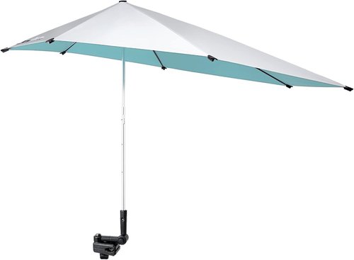 G4Free Height Adjustable Chair Umbrella - UPF 50+ Protection for Beach, Golf Cart, Wheelchair | Lake Blue