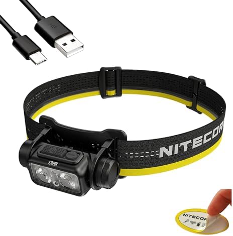 Nitecore NU43 Rechargeable Headlamp, 1400 lumens USB-C Bright Lightweight for Camping, Running, or Working, with Spotlight, Floodlight, Red Light, Including NitecoreS Sticker