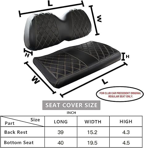 NOKINS Golf Cart Diamond Seat Covers Kit, Fit for Club Car Precedent OEM Standard Front Seat Cushion, Golf Cart Vinyl Seat Cover, No Nails Required