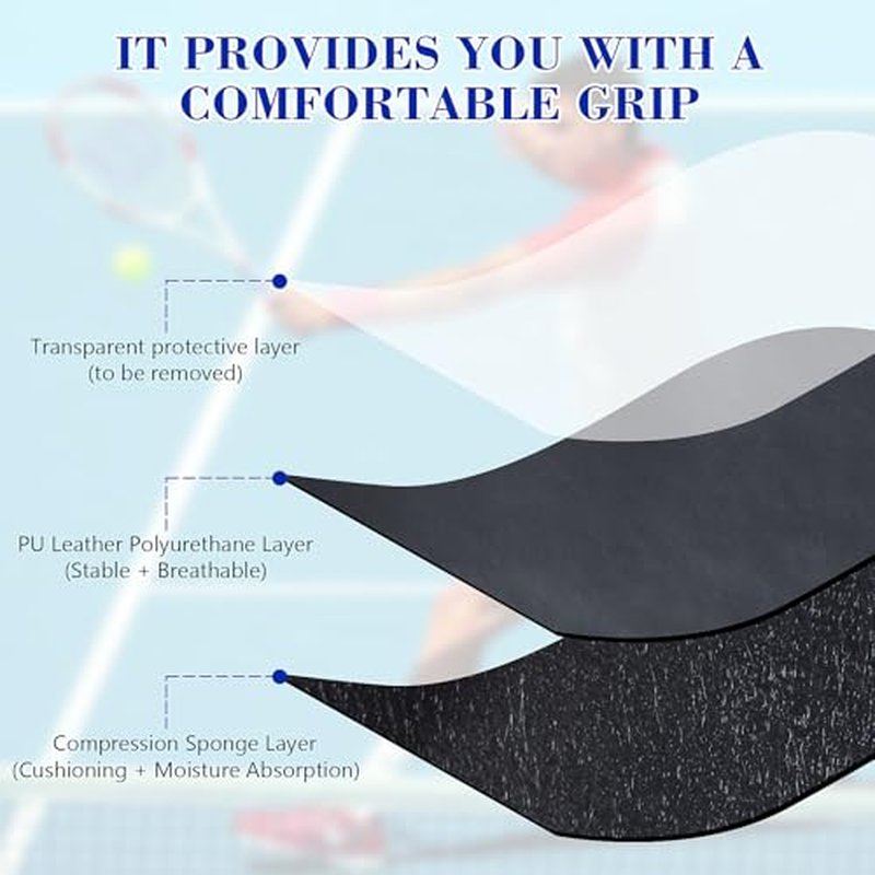 Xaspac 6 Pack Premium Overgrip Tape for Tennis, Pickleball & Badminton - Absorbent Dry Feel, Anti-Slip PU Material, Pre-Cut for Easy Installation, Enhanced Control & Durability (Black/White)