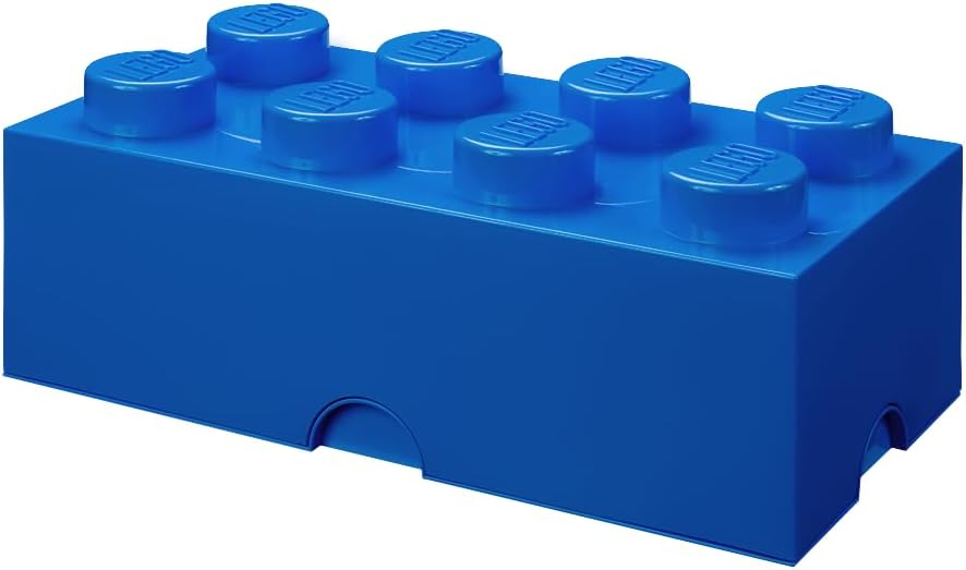 LEGO Storage Brick 8 - studs YELLOW - Stackable Plastic Storage Box with Lid for Kids and Adults, Ideal Desk Organizer and Toy Box - 12.1L Capacity