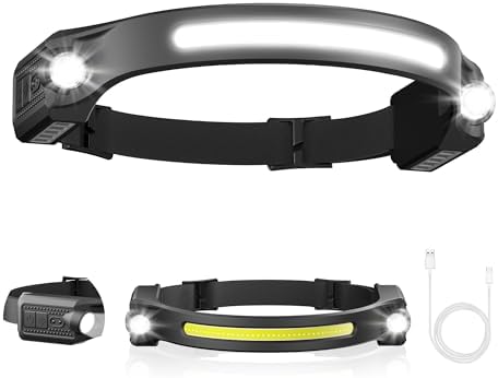 AlpsWolf LED Headlamp Rechargeable 1 Pack, Motion Sensor Head Light