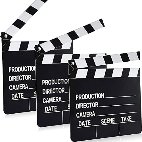 BBTO Movie Film Clap Board - 10 Pieces, 7x8 Inch Writable Director's Clapper for Action Scenes | Black & White