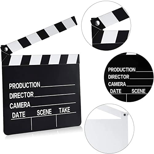 BBTO Movie Film Clap Board - 10 Pieces, 7x8 Inch Writable Director's Clapper for Action Scenes | Black & White