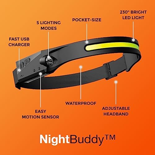Night Buddy LED Headlamp Rechargeable Flashlight for Adults Camping Essentials Backpacking Lights 4X Brighter Other Headlight Headband Lamp 5 Light Modes Hiking Gear Must Haves (Headlamp + Lantern)