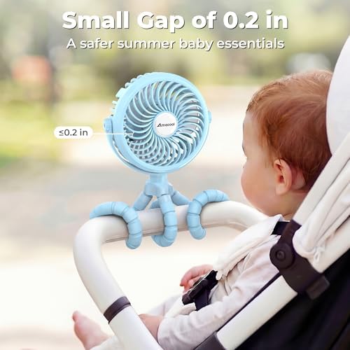 AMACOOL Battery Operated Stroller Fan, Portable Clip On Fan Rechargeable