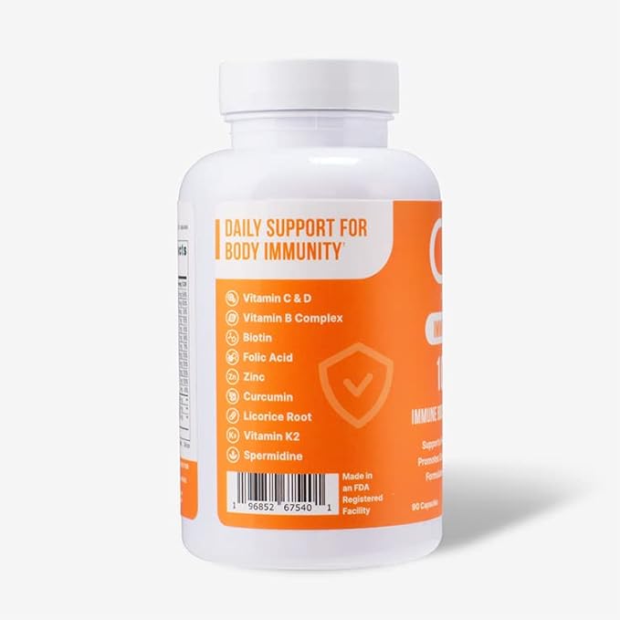 10-in-1 Immune Variant, Immune Booster Supplement with Vitamin B Complex, Zinc, Turmeric, Vitamins C & D for Immune Support and Defense, Immunity Multivitamin for Women & Men, 90 Capsules