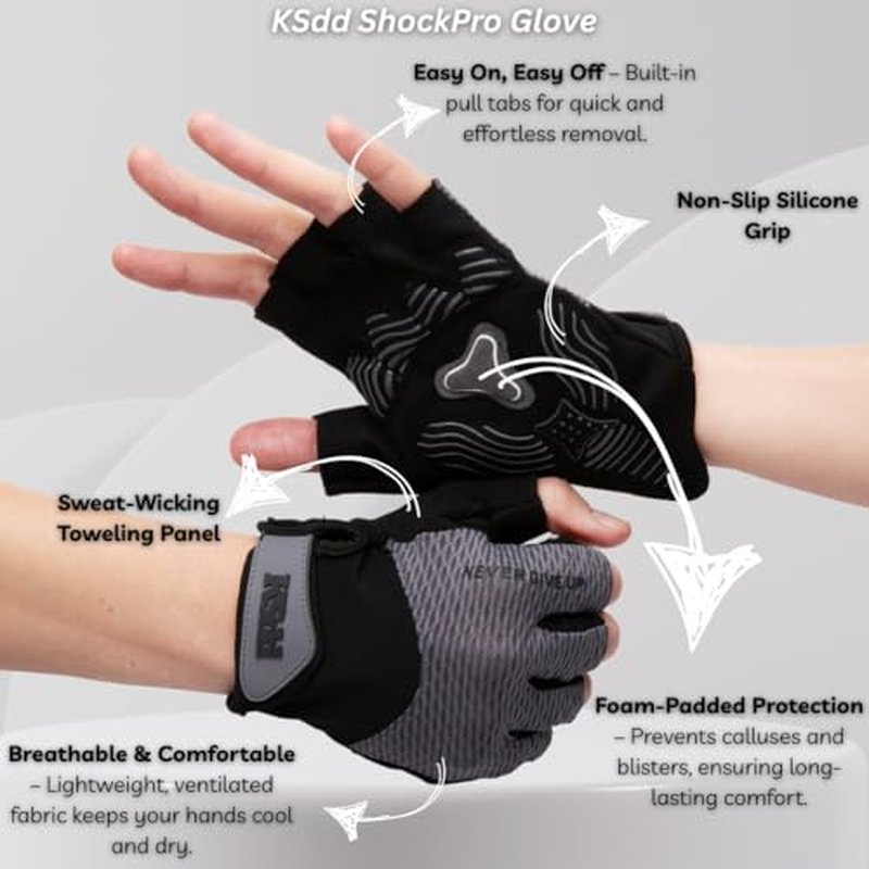 Pro Fitness Bundle Set with Workout Gloves, Jump Rope, Kinesiology Tape, Resistance Band, Carry Bag, Black and Gray (Fitness Gloves, Medium)