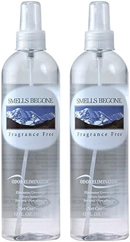 SMELLS BEGONE Air Freshener Spray - 12 oz, Pack of 2 - Odor Eliminator - Eliminates Odors from Smoke, Trash Cans, Cars, Pets & Boats - Fragrance Free