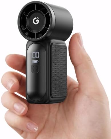 Gaiatop Portable Handheld Mini Fan, 6 Speeds 16900 RPM High Velocity Personal Fan with LED Display, USB Rechargeable, Mini Fan with Lanyard for Makeup, Travel, Outdoor for Women Girl Gift, Black