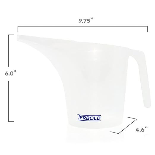 Funnel Pitcher with Spout 4pc Set | 1 Liter Plastic Measuring Pitchers for Cake, Pancake Dispenser, Soap Pouring or Oil Automotive use
