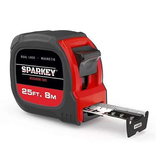 Sparkey 25ft/8M Retractable Magnetic Measure Tape — Metric Measuring Tool