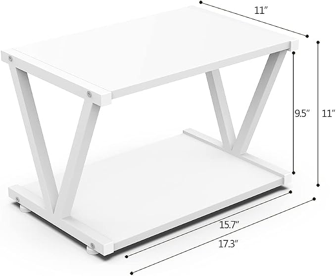 VEDECASA Retro Desktop Printer Stand 2 Double Tiers Wood Printer Shelf Rustic