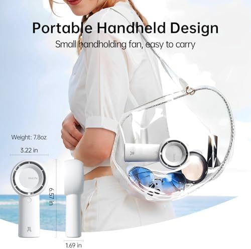 JISULIFE Portable Handheld Turbo Fan Rechargeable 4000mAh 5-Speed (White)