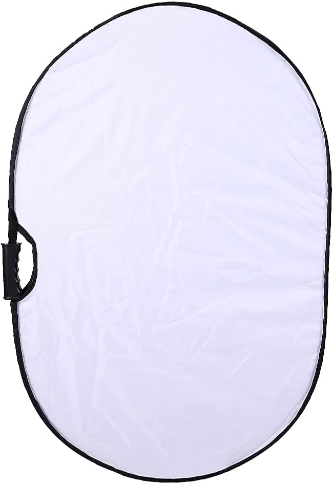 Portable Photography Silver and White Reflector Collapsible 2-in-1 Oval