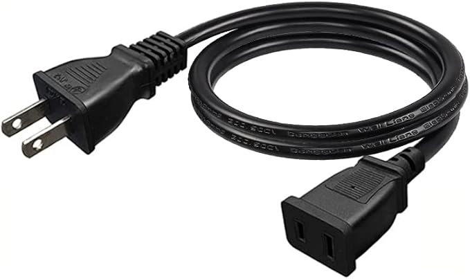 Toptekits (16.4ft/5m) USA Outlet Saver Power Extension Cord Cable 125V 10A 2-Prong 2 Outlets for NEMA 5-15P to NEMA 5-15R,Nice Extension (16.4ft/5m)
