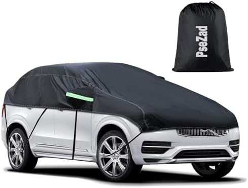 Universal SUV MPVHalf Car Cover Waterproof All Weather, Hail Protector Car Body Covers Outdoor Indoor for All Season Windproof Dustproof UV Resistant Snowproof Protect Your Windshield and Roof