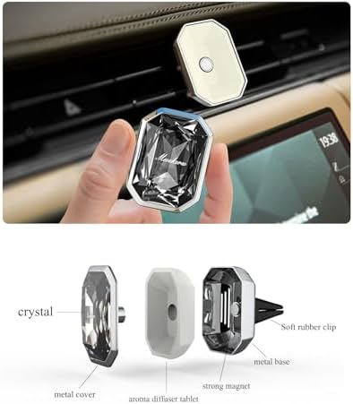 muekzru Car Air Freshener Diffuser,Essential Oil Diffusers Vent Clip,Advanced Crystal Automotive Parts，Contains 2 odorless container pieces,Metal and Crystal Design，First choice for gifts