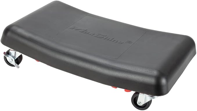 Maxshine 2-in-1 Modular Detailing Creeper Seat with Cushion – Rolling Creeper with Removable Cushion & Tool Tray – Heavy-Duty Polyethylene & Steel Frame, 4” Wheels