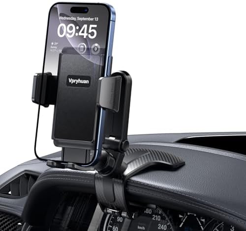 Dashboard Car Phone Holder Mount with Anti-Drop Clip - 360° Rotation Multifunctional Cell Phone Holder Car for iPhone, Samsung, Google and 4-7" Cellphones